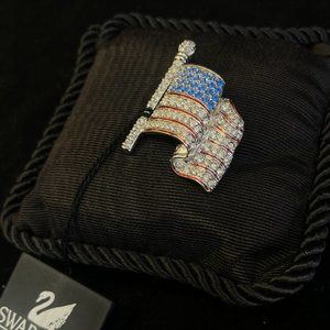 Swarovski Crystal Flag Pin